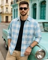 Shop Men's Blue Stay Wild Checked Oversized Shirt-Front