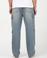 Shop Men's Blue Washed Straight Fit Cargo Jeans-Design