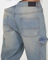 Shop Men's Blue Washed Straight Fit Cargo Jeans