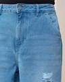 Shop Men's Blue Baggy Distressed Straight Fit Jeans