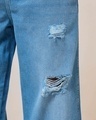 Shop Men's Blue Baggy Distressed Straight Fit Jeans