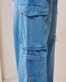 Shop Men's Blue Baggy Distressed Straight Fit Jeans