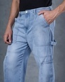 Shop Men's Blue Straight Fit Cargo Carpenter Jeans