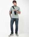 Shop Men's Blue Washed Slim Straight Fit Stretchable Jeans-Full