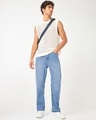 Shop Men's Light Blue Washed Straight Fit Mid-Rise Jeans-Full