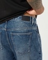 Shop Men's Blue Applique Straight Fit Washed Mid-Rise Jeans