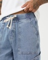 Shop Men's Blue Washed Straight Fit Cargo Mid-Rise Jeans