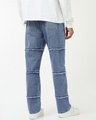 Shop Men's Blue Washed Straight Fit Mid-Rise Panelled Jeans-Design