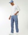 Shop Men's Blue Washed Straight Fit Mid-Rise Panelled Jeans-Full