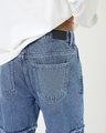 Shop Men's Blue Washed Straight Fit Mid-Rise Panelled Jeans