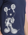 Shop Men's Blue Stripe Effect Mickey Mouse Printed T-shirt-Full