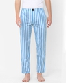 Shop Men's Blue Striped Cotton Lounge Pants-Front