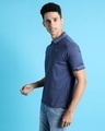 Shop Men's Blue Striped Cotton Polo T-shirt-Full