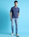 Shop Men's Blue Striped Cotton Polo T-shirt