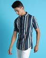 Shop Men's Blue Striped Cotton Shirt-Full