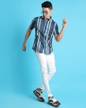 Shop Men's Blue Striped Cotton Shirt