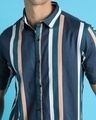 Shop Men's Blue Striped Cotton Shirt