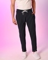 Shop Men's Blue Striped Drawstring Track Pants-Front