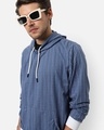Shop Men's Blue Striped Hooded Sweatshirt