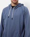 Shop Men's Blue Striped Hooded Sweatshirt