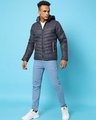 Shop Men's Blue Striped Hoodie Jacket-Full