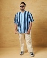 Shop Men's Blue Striped Oversized Plus Size Shirt-Full