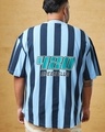 Shop Men's Blue Striped Oversized Plus Size Shirt-Front