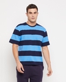 Shop Men's Blue Striped Oversized T-shirt-Front