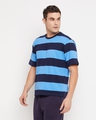 Shop Men's Blue Striped Oversized T-shirt-Full