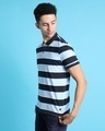 Shop Men's Blue Striped Polo T-shirt-Full