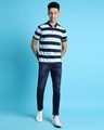 Shop Men's Blue Striped Polo T-shirt