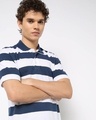 Shop Men's Blue Striped Polo T-shirt-Front
