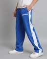 Shop Men's Blue Striped Relaxed Fit Track Pants-Front