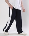 Shop Men's Navy Blue Striped Relaxed Fit Track Pants-Design