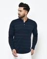 Shop Men's Blue Striped Slim Fit T-shirt-Front