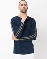 Shop Men's Blue Striped Slim Fit T-shirt-Front