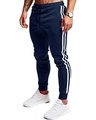 Shop Men's Blue Striped Slim Fit Joggers-Front