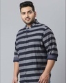 Shop Men's Blue Striped Stylish Full Sleeve Casual Shirt-Design