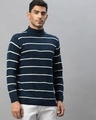 Shop Men's Blue Striped Sweater-Front