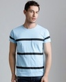 Shop Men's Blue Striped T-shirt
