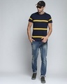 Shop Men's Blue Striped T-shirt