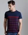 Shop Men's Blue Striped Slim Fit T-shirt-Front
