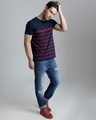 Shop Men's Blue Striped Slim Fit T-shirt-Full