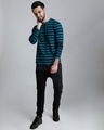Shop Men's Blue Striped T-shirt