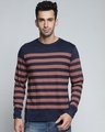 Shop Men's Blue Striped T-shirt
