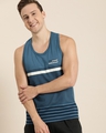 Shop Men's Blue Stripes Sleeveless T-shirt-Front