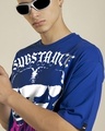 Shop Men's Blue Substance Graphic Printed Oversized T-shirt