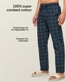 Shop Pack of 2 Men's Blue & Grey Super Combed Checkered Pyjamas