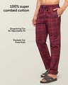 Shop Pack of 2 Men's Blue & Maroon Super Combed Checkered Pyjamas