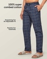 Shop Pack of 2 Men's Blue Super Combed Cotton Checkered Pyjamas